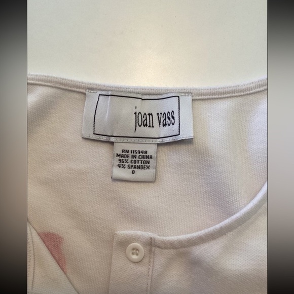 Joan Vass T-shirt Floral Printed Spring Summer Dress Swimsuit Coverup Size 0 - Picture 5 of 7